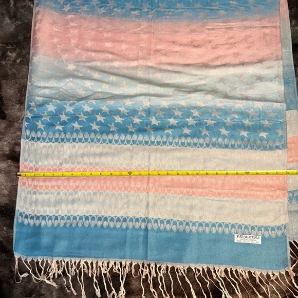 Blue and Pink Pashmina Scarf - Picture 4 of 6